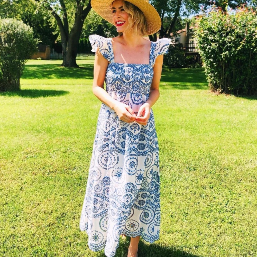 The Lucky Knot Chatham Eyelet Midi Dress